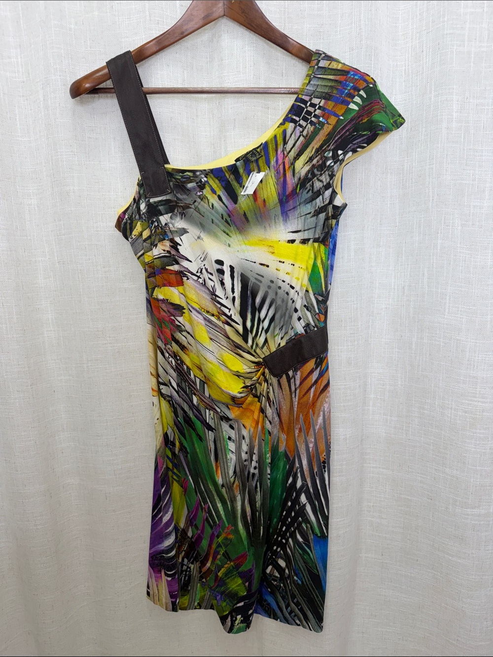 Cartise Asymmetric Tropical Print Dress in Multicolor Size 10 Brand New W/Tags